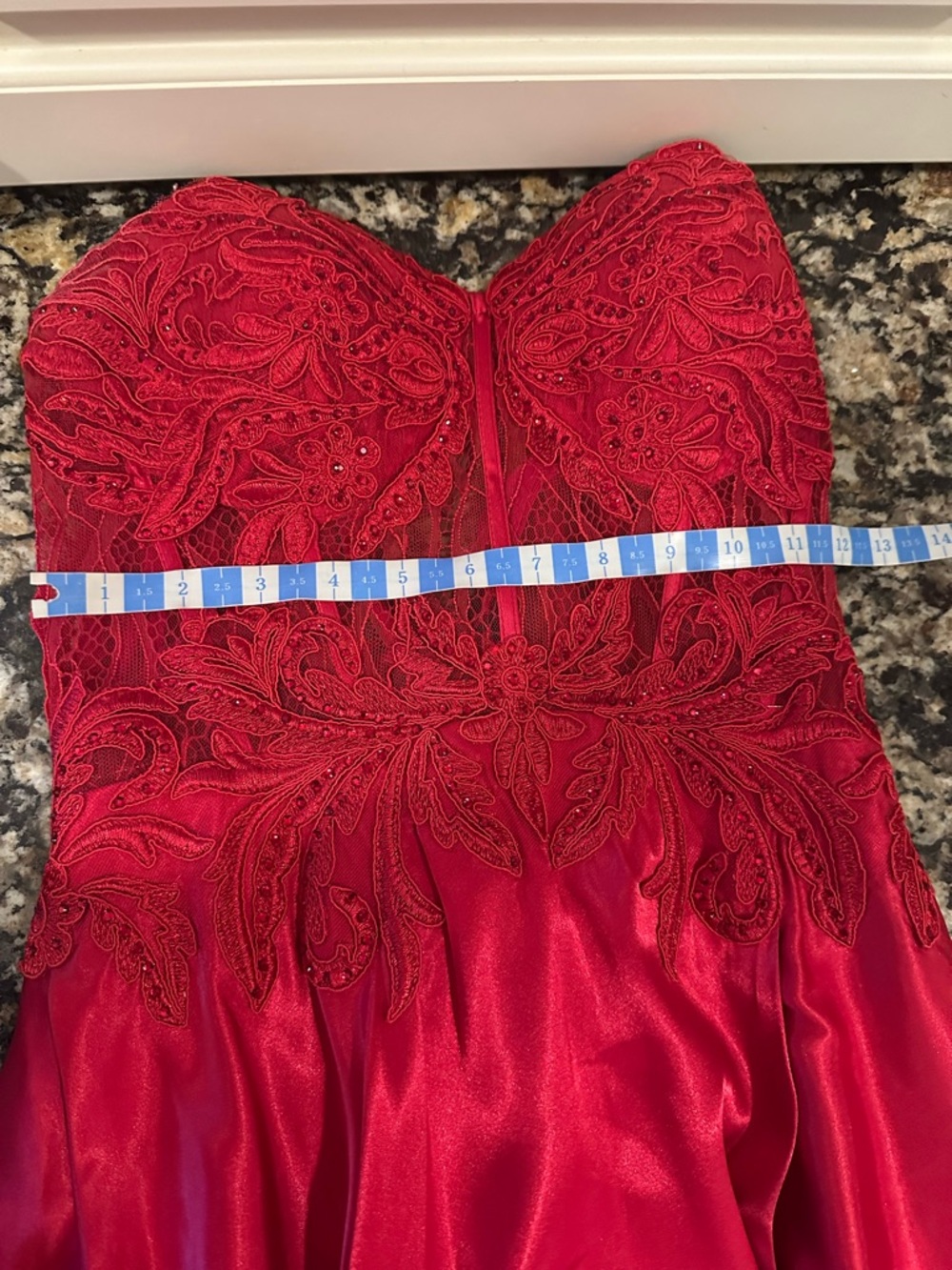 Blondie Nites Red Lace Bodice Satin Maxi Dress - Picture 5 of 7